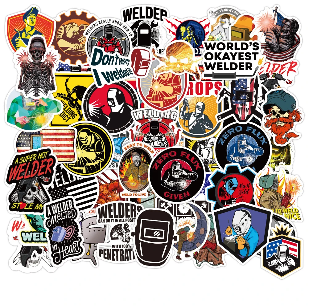 10/30/50PCS Cartoon Welder Tool Sticker DIY Decal Luggage Travel Skateboard Helmet Laptop Phone Ipad Sticker Wholesale