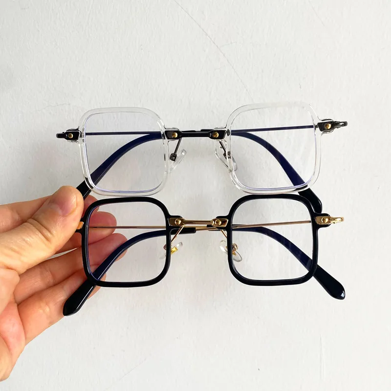 

Hip Hop Unisex Anti-Blue Glasses Fahsion Retro Optical Light Eyewear Alloy Temples Spectacles Square Frame Simplicity Eyeglasses