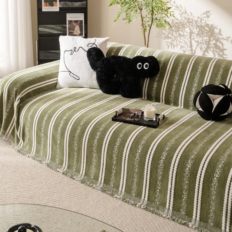 Chenille Sofa Cover Reversible All Season Use Ocean Blue Luxury Sofa Protector 2/3/4 Seater Living Room