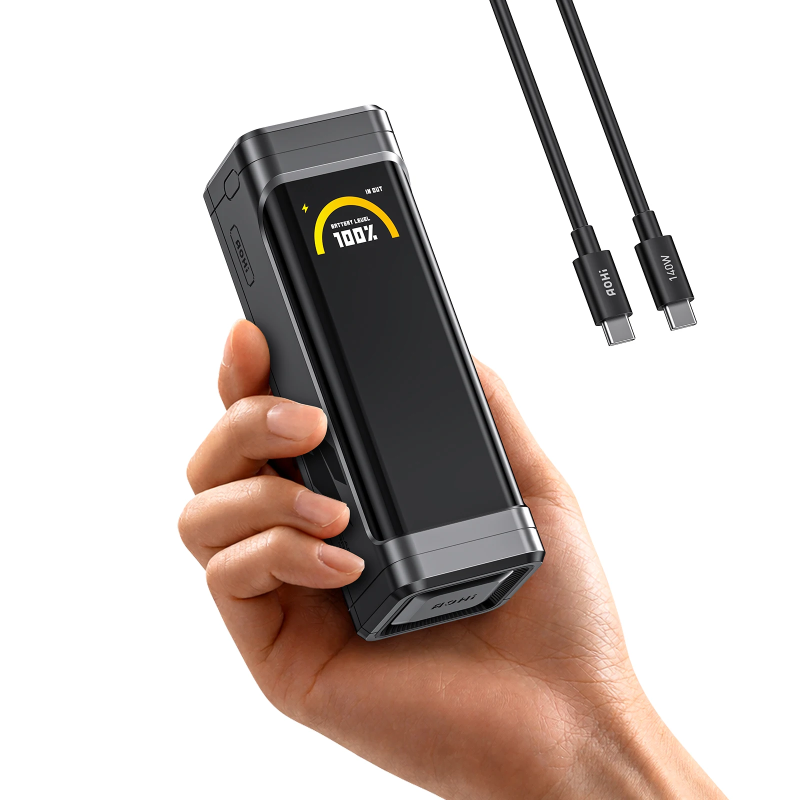 [NEW] AOHI  65W travel Power Bank The BLACK WARRIOR 10000mAh External Battery PD3.0 Quick Charging LED Display portable battery