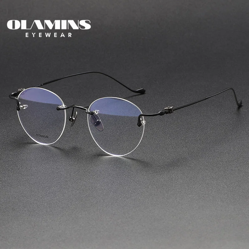 OLAMINS​ Korea Filter Light Blue Ce Certified Prescription Japan Titanium Optical Glasses For Men  80932