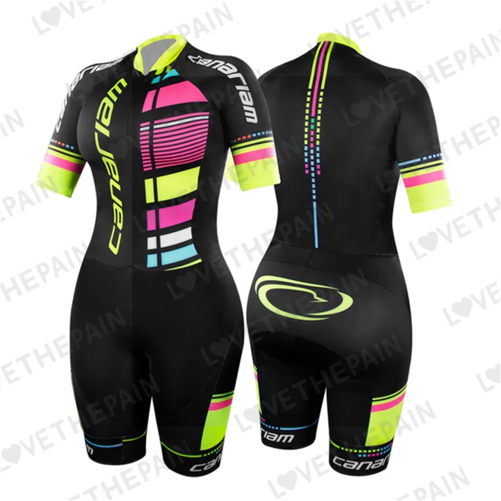 2023 Women Short Sleeve Speed Skating Suit Jumpsuit Roupa Ciclismo Straight Row Wheel Speed Skating Ironman Racecourse