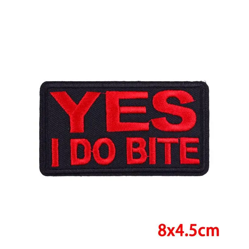 I Do Bite Warning Patch Pet Dog Motorcycle Biker Embroidery Patch Iron On Patches For Clothing