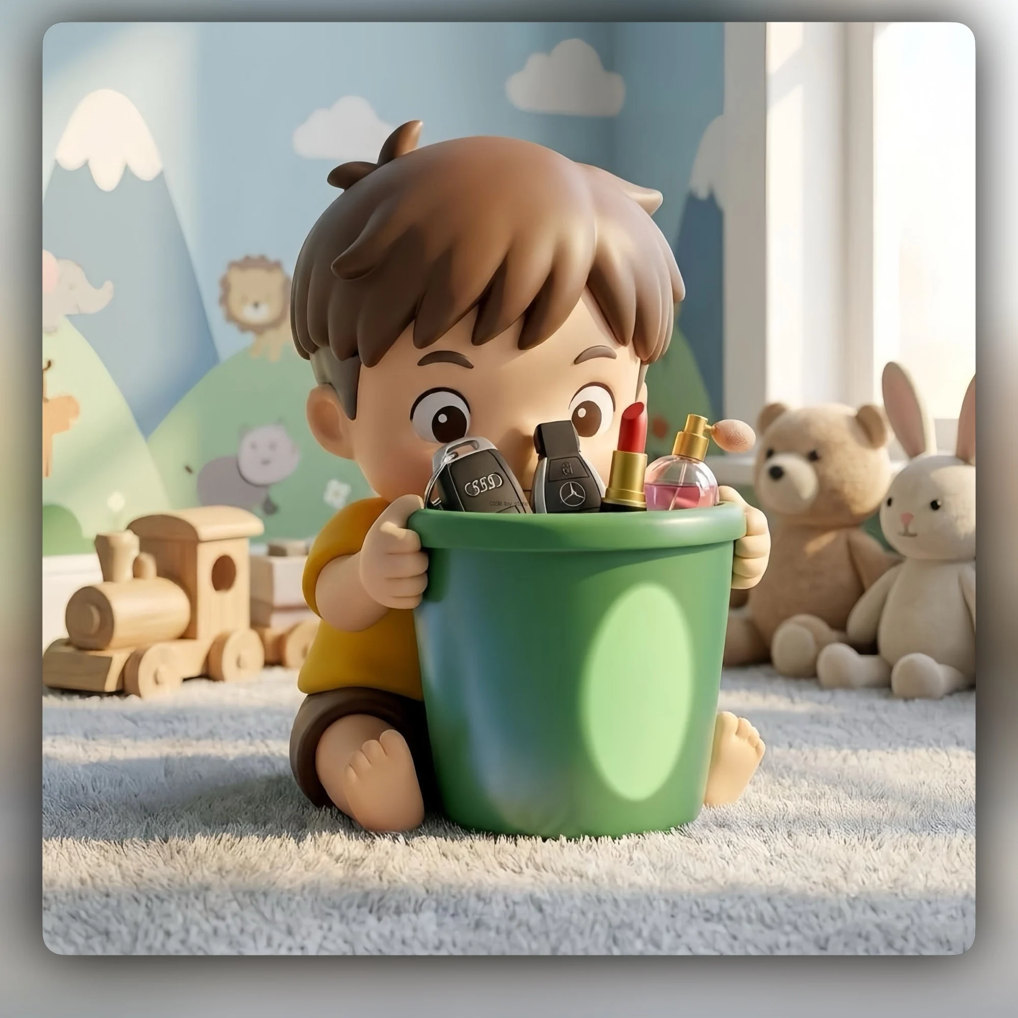 Porte-stylo de bureau, pot à pinceaux de maquillage, mini pot à succulentes, vase décoratif de bureau, ornement cadeau, motif Sosuke Vert Mignon et Ponyo, style dessin animé