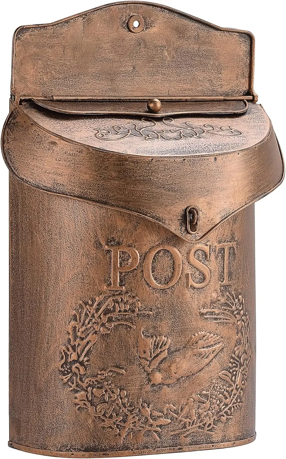 

Vintage Wall Mount Mailbox, 15.5"H x 10.5"W x 4"D, Lockable Metal for Porch