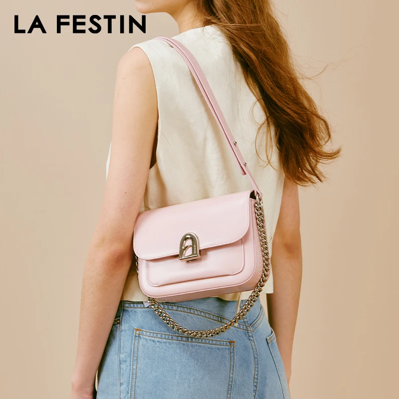 LA FESTIN Original New Handbag 2024 Women\'s bag Shoulder Chain Bag Leather Bag Crossbody Bag A-line Door Series