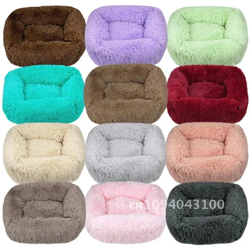 

Luxury Dog Bed Square Dog Beds Long Mat Dog Plush Beds for Dog Medium Pet Kennel Dogs Supplies Calming Small Bed Large Washable