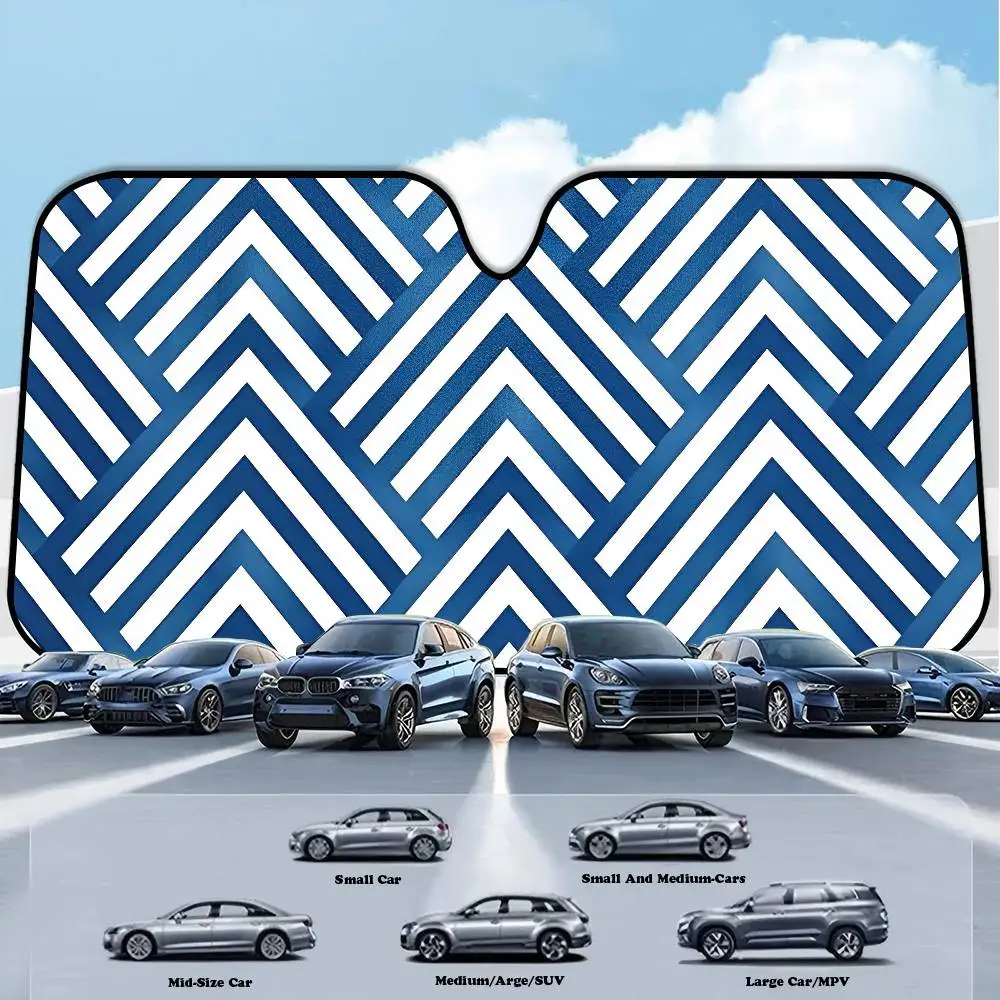 

Солнцезащитная накидка на лобовое стекло автомобиля, темно-синяя, с геометрическим узором, 70x130 см, мультяшная, из фольги