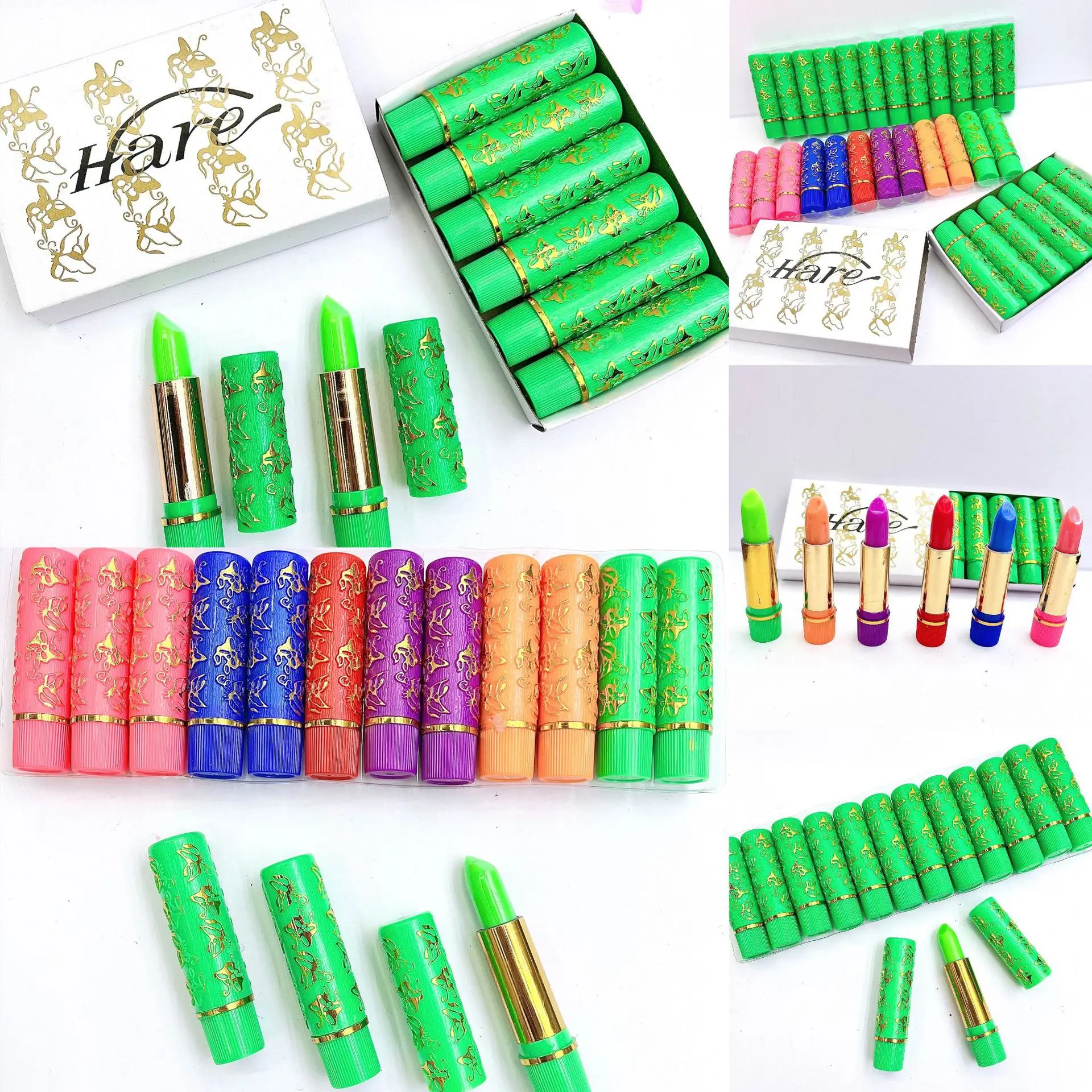 6 Colors Velvet Lipstick Waterproof Butterfly Lip Tint Color Mood Changing Sexy Lip Gloss Magic Matte Lip Blam Lip Makeup