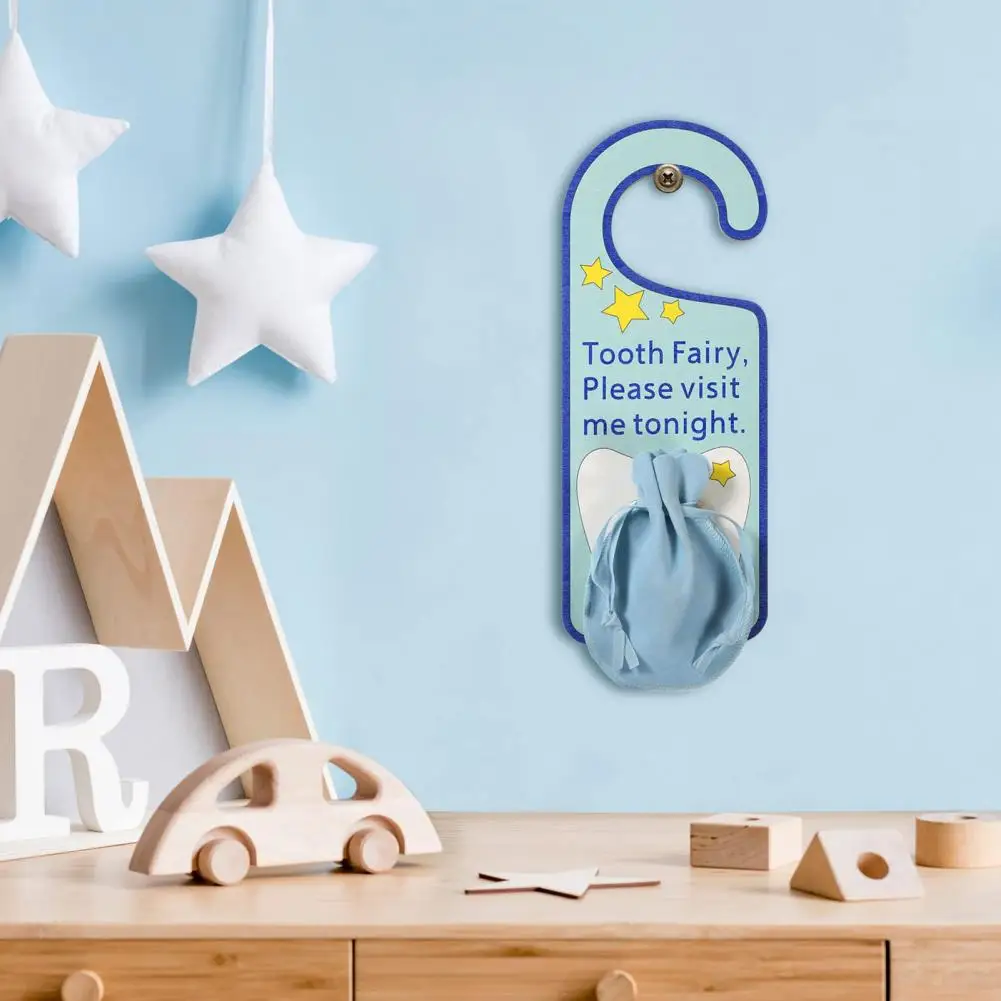 Wear-resistant Tooth Wall Decoration Tooth Door Hanger with Drawstring Pocket Fun Kids Tooth Loss Accessory Cute for Boys