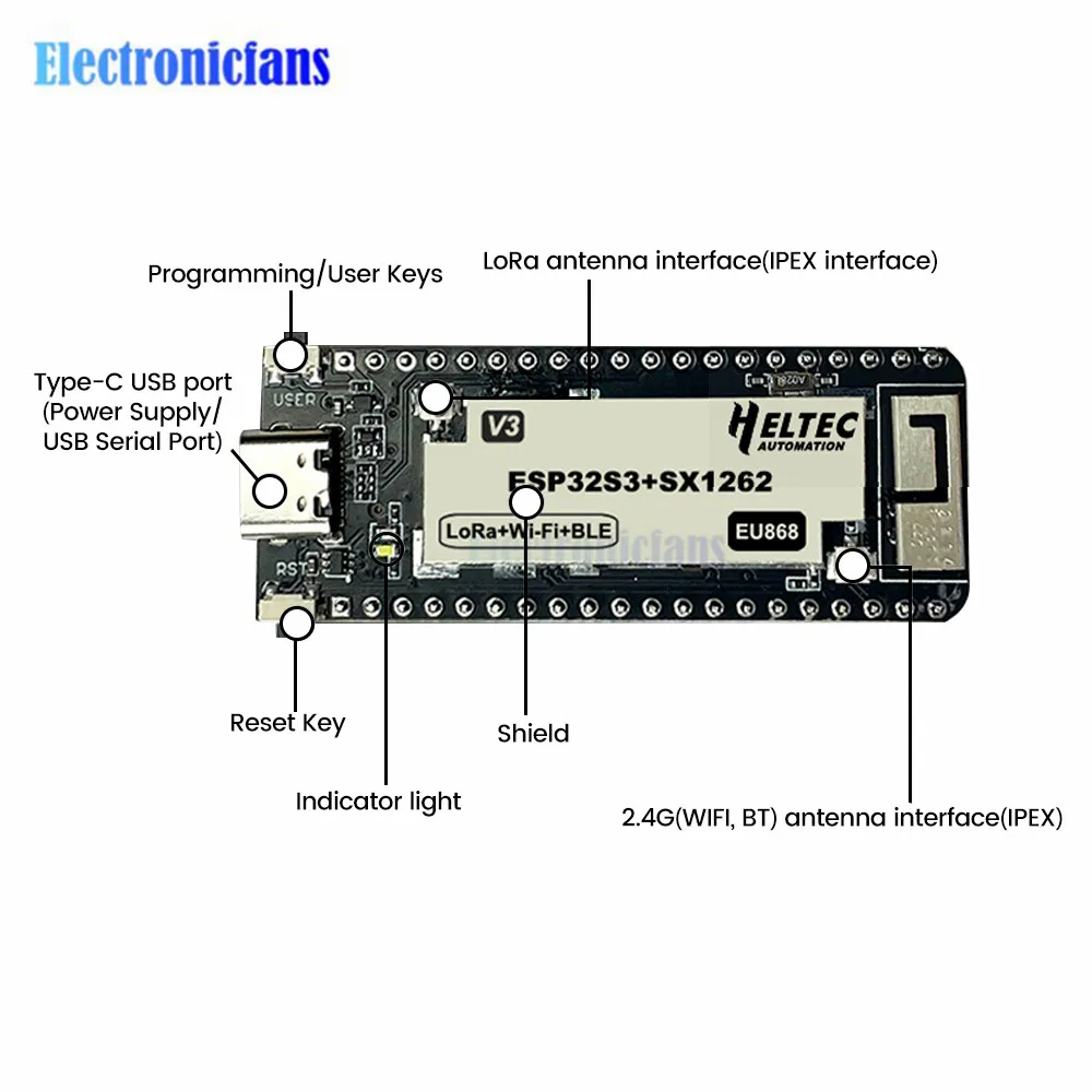 Imagem -05 - Placa de Desenvolvimento sem Fio Stick Lite Compatível com Esp32-s3 Node Tipo-c Esp32 Mais Lora v3 433510mhz 863-928mhz