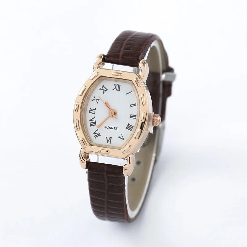 Vintage Simple Women Quartz Watches Clock Retro Fashion Solid Color Faux Leather Thin Band Belt Strap Wrist Watch Gifts