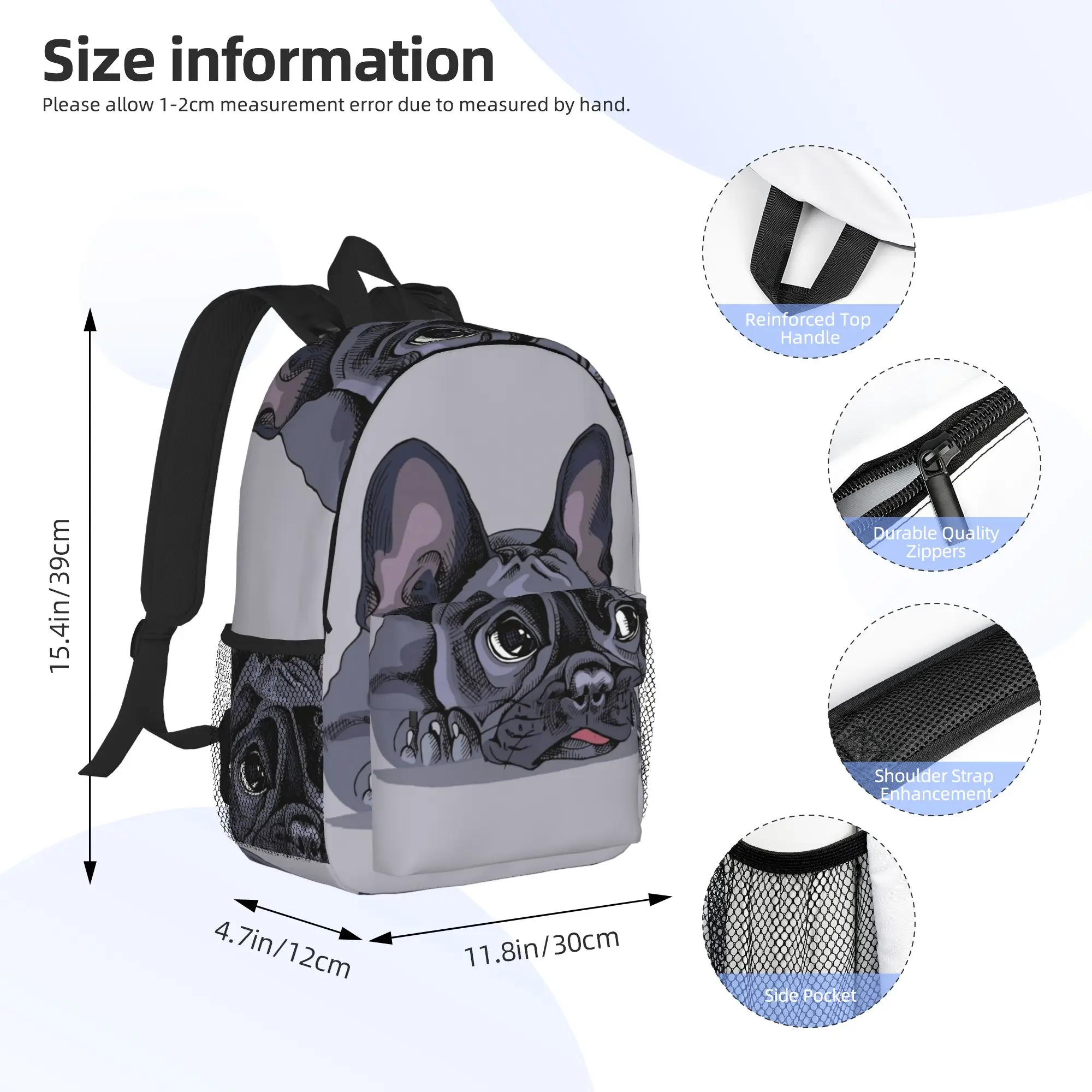 French Bulldog Art Print Backpack Hot Sale Daypack Large Capacity Boys Girls BookBag Shoulder Bags for Men Women School Bag