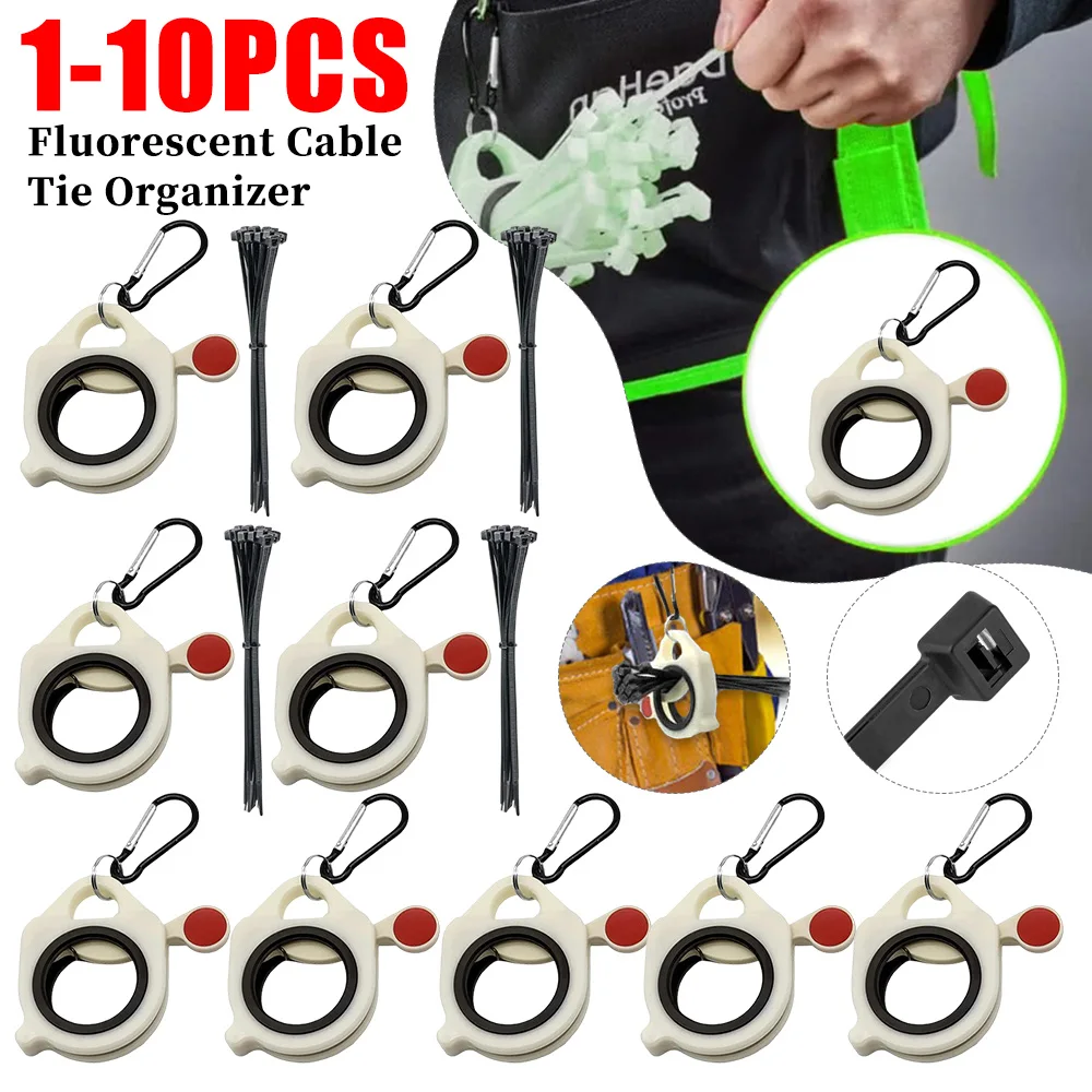 

10-1 шт. флуоресцентный органайзер для кабельных ремней, держатель для кабельных стяжек, портативный инструмент для хранения кабельных стяжек, органайзер для электрических проводов