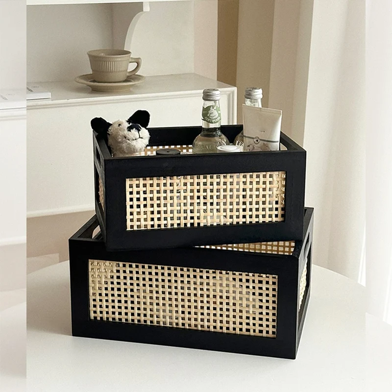 Retro Book Storage Basket Desktop Wooden Box Storage Basket Snacks, Cosmetics, Storage, Sorting & Storage Box