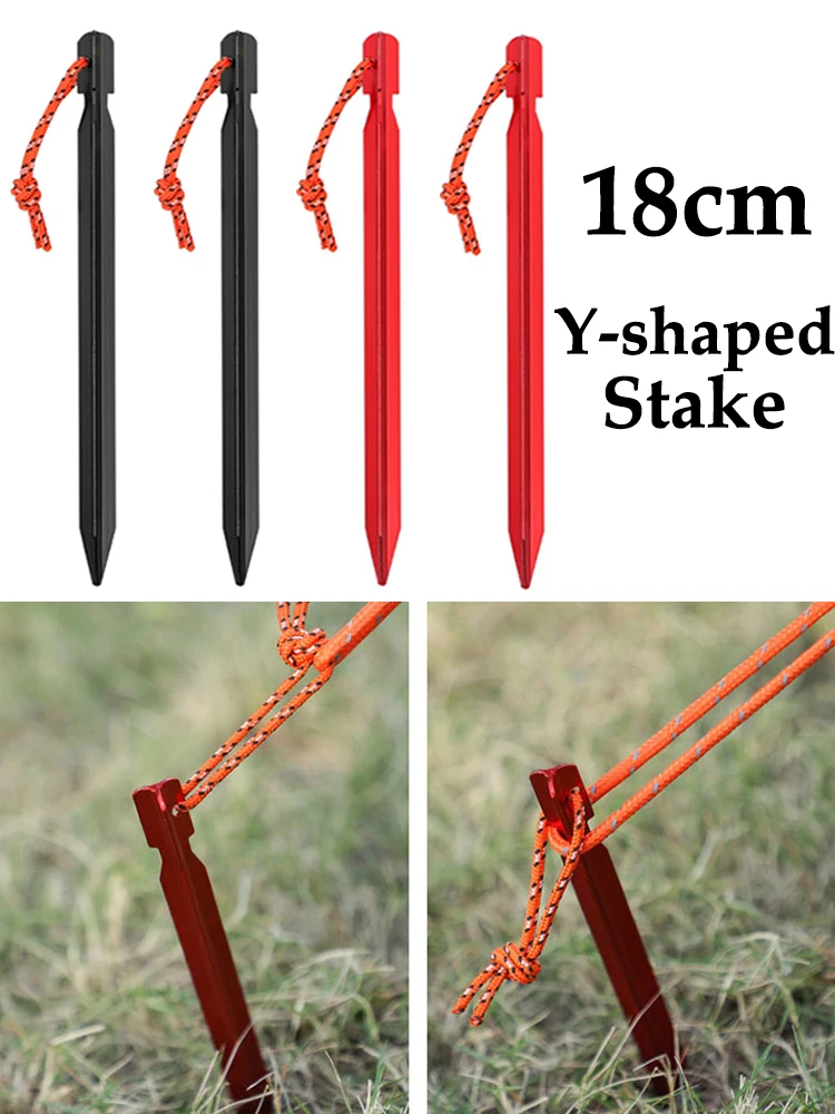 8/10/12 Stück 18 cm robuste Y-förmige Zeltheringe aus Aluminium, leichte Zeltheringe für feste Campingzelt, Anti-Wind-Zeltnägel