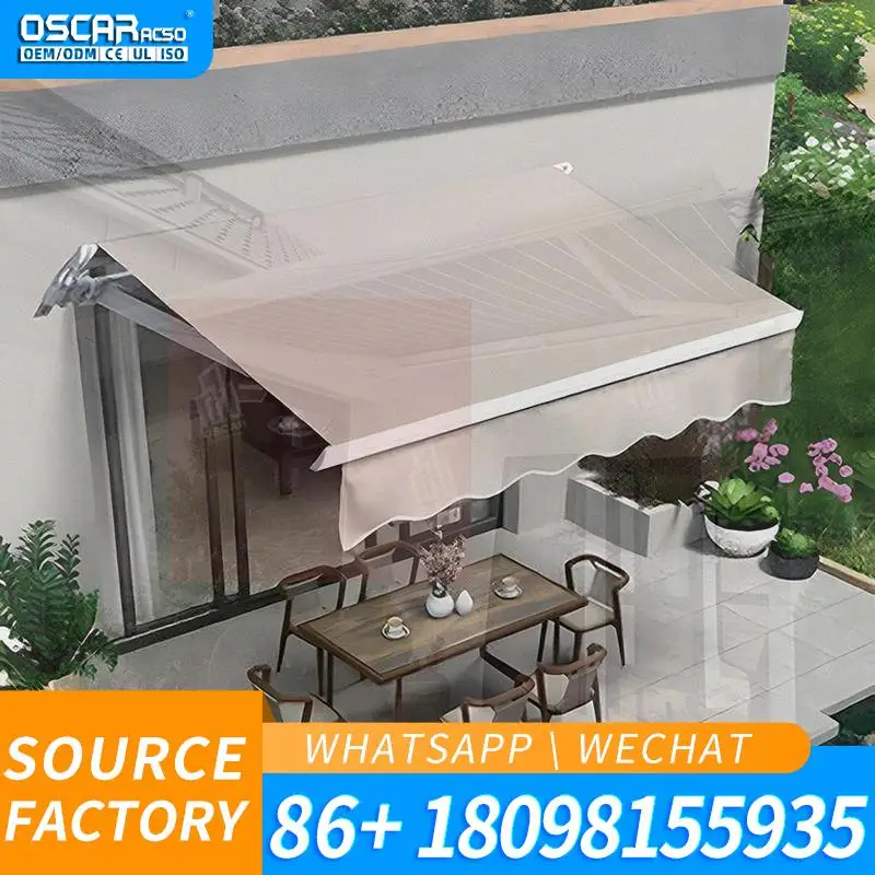 Foldable Motorized Retractable PVC Waterproof Sun Shade Rain Canopy for Patio Garden Backyard Outdoor Shading Retractable Awning