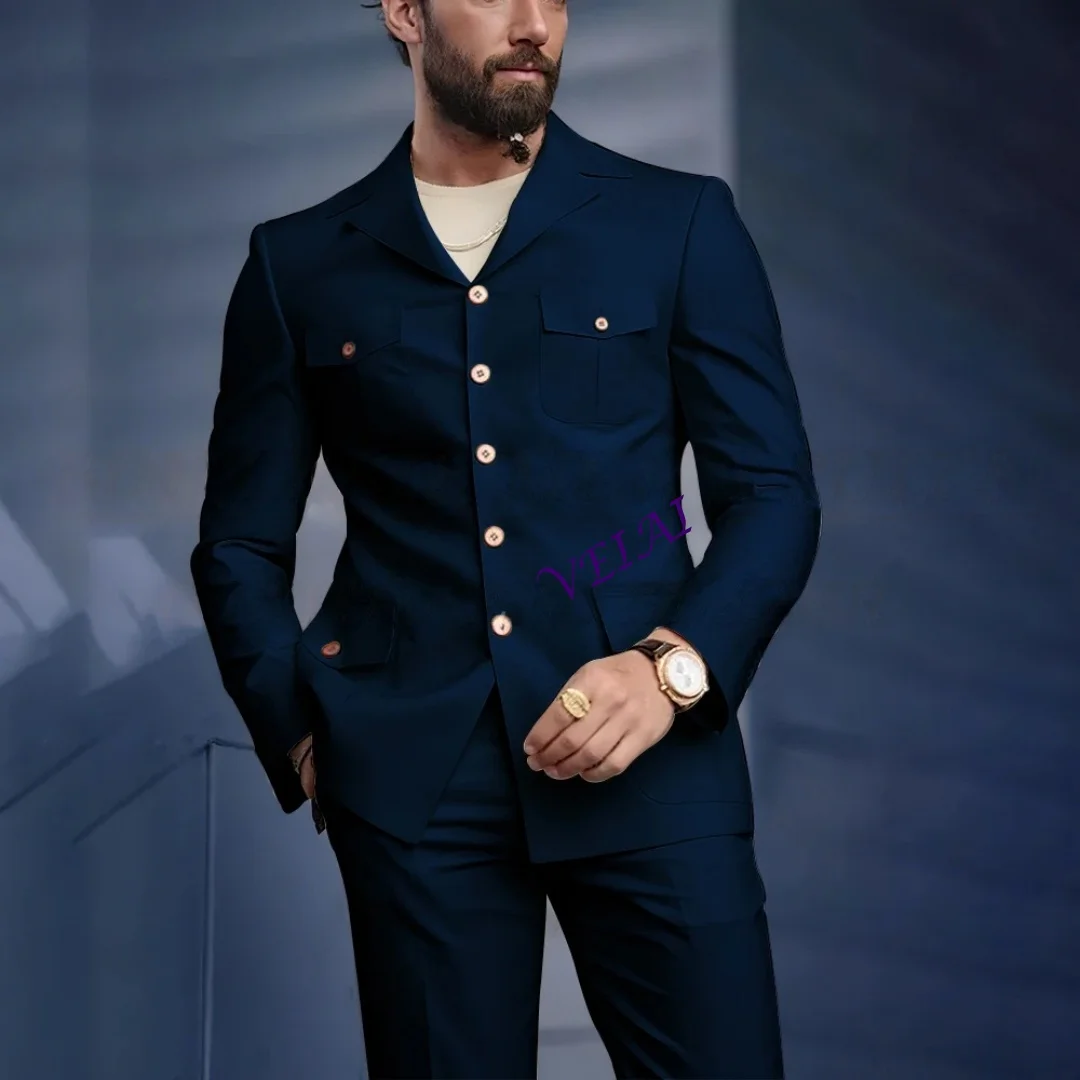 

Elegant Solid Color Men's Suits Formal Occasion Single Breasted Notch Lapel Slim Fit 2 Piece Jacket Pants Outfits Cus Customized