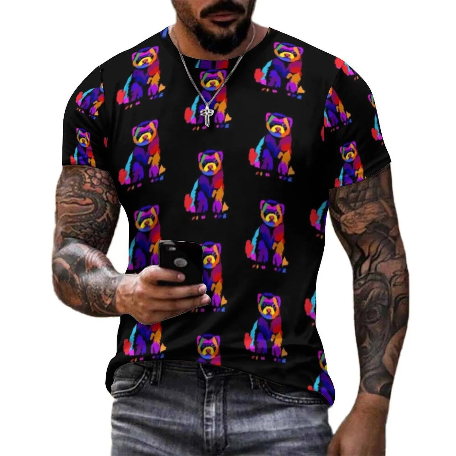 Pop Art Ferret T-Shirt Mammal Animal Fashion T Shirts Short-Sleeve Printed Tshirt Dropshipping Original Y2K Fun Big Size Clothes
