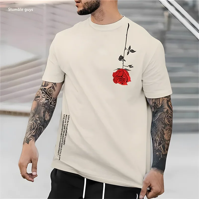 Hot Men's Summer Oversized Anime T-Shirt Loose Fit Short Sleeve Breathable Fabric Large Size Sports Jersey Casual Tops