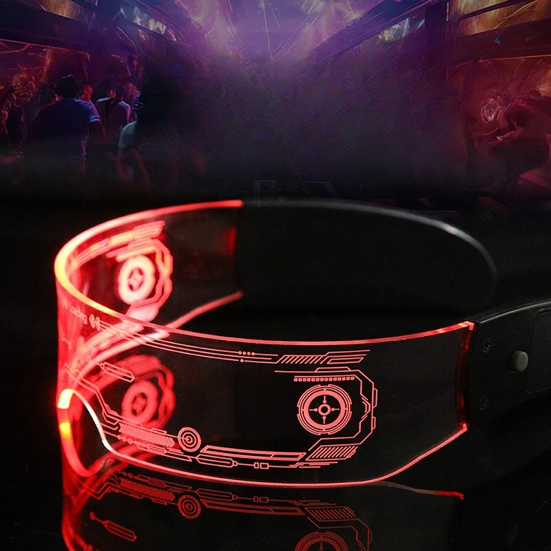 LED Glasses Cool Sci-Fi Light Up Eyewear for Photography Props with Rainbow Light Effects Rave Party Music Festival Essential