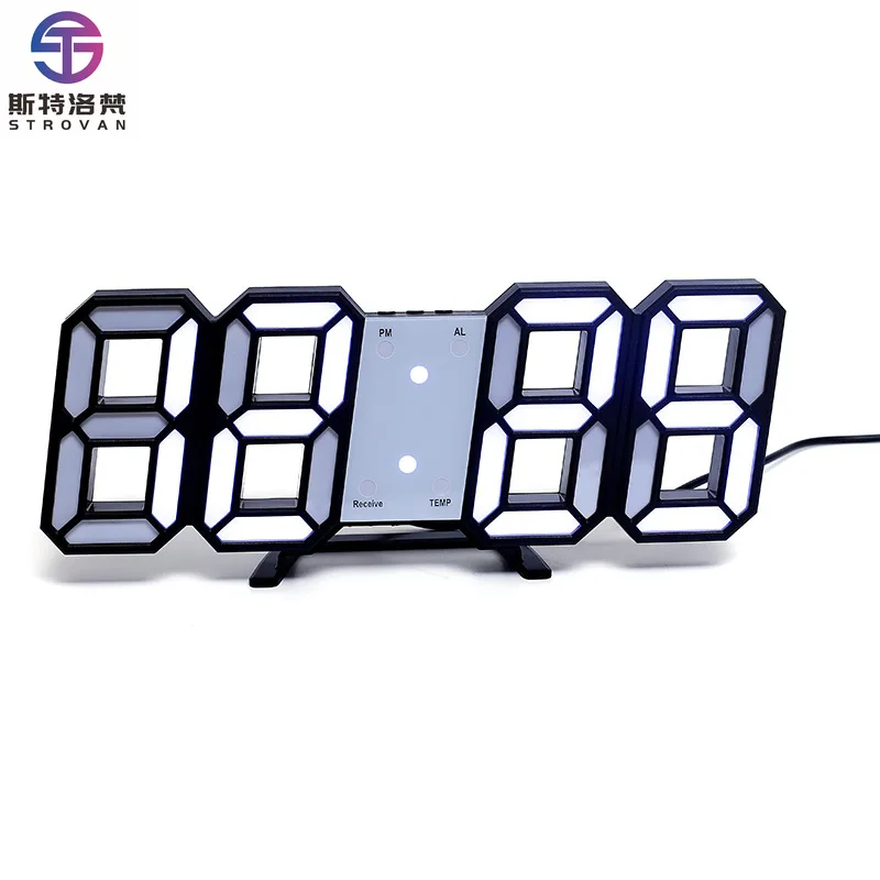 

3D LED Wall Clock with Ins Style Electronic Digital Alarm Infrared Remote Control for Living Room Mobile Phone