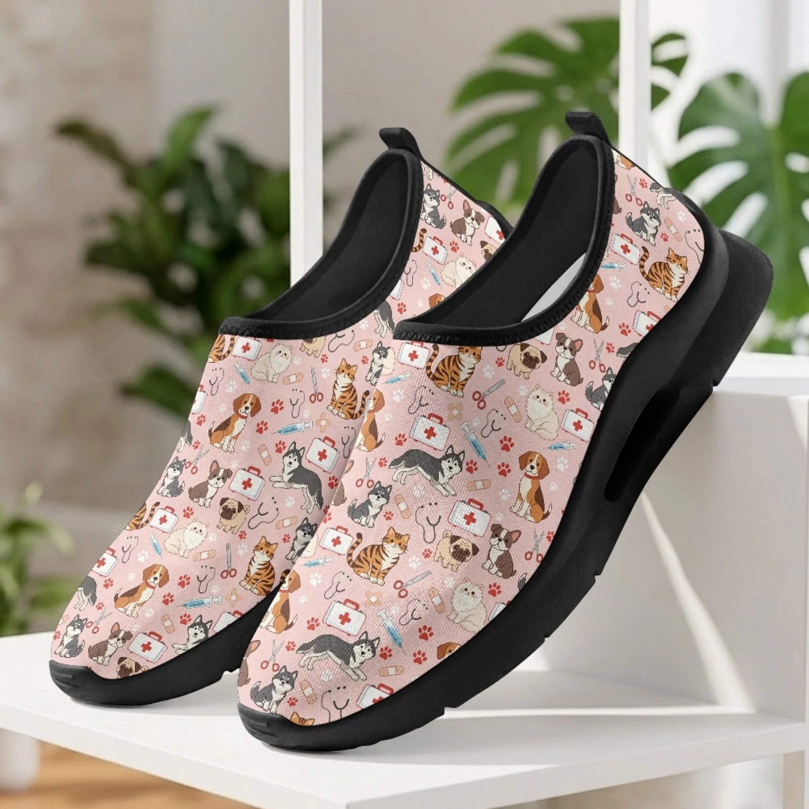 PENSTROLL Vet Cat Dog Print Slip on Casual Walking Shoes for Men Work Sports, Comfortable Low-top Fashion Sneakers
