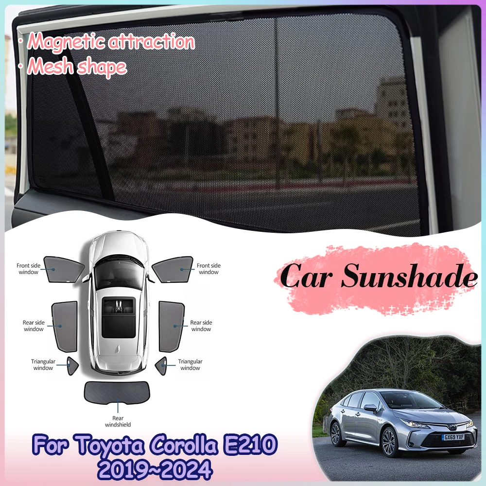 Car Magnetic Sunshade for Toyota Corolla E210 Saloon 2019~2024 2023 Rear Window Windshield Side Sun Visor Covers Mesh Accessorie