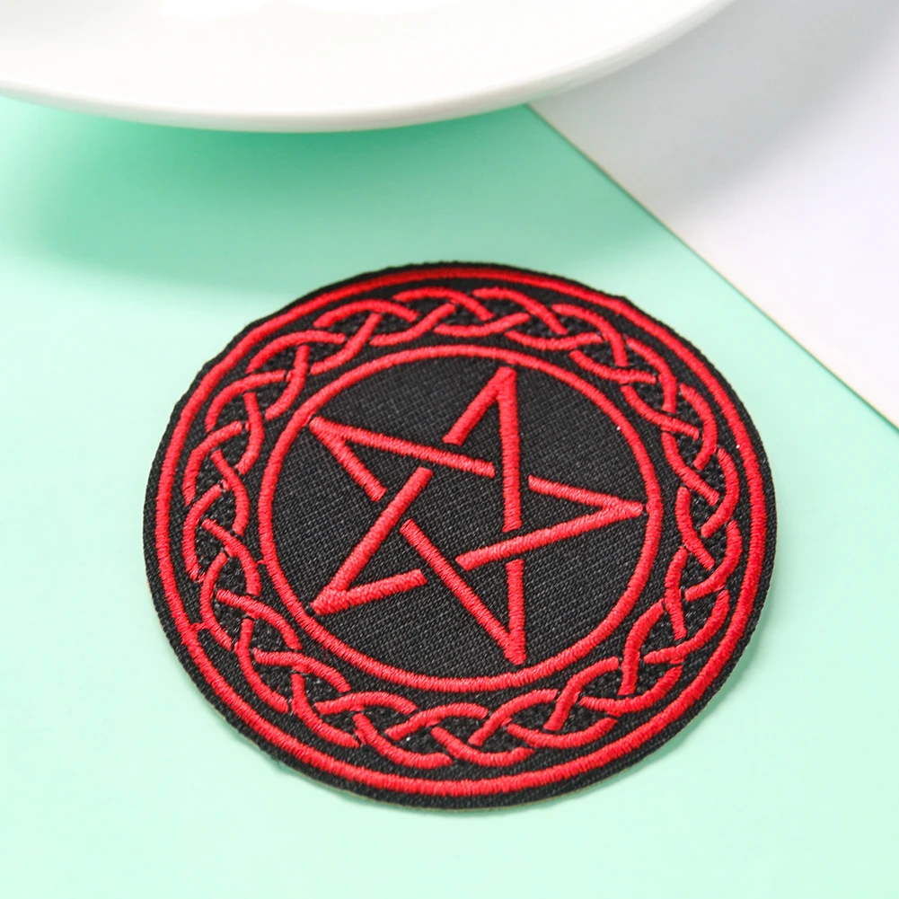 Retro Pentagram Circle Embroidery Patch Western World Satan Warcraft Outdoor Armband DIY Clothes Backpack Hat Decor Accessory view 6