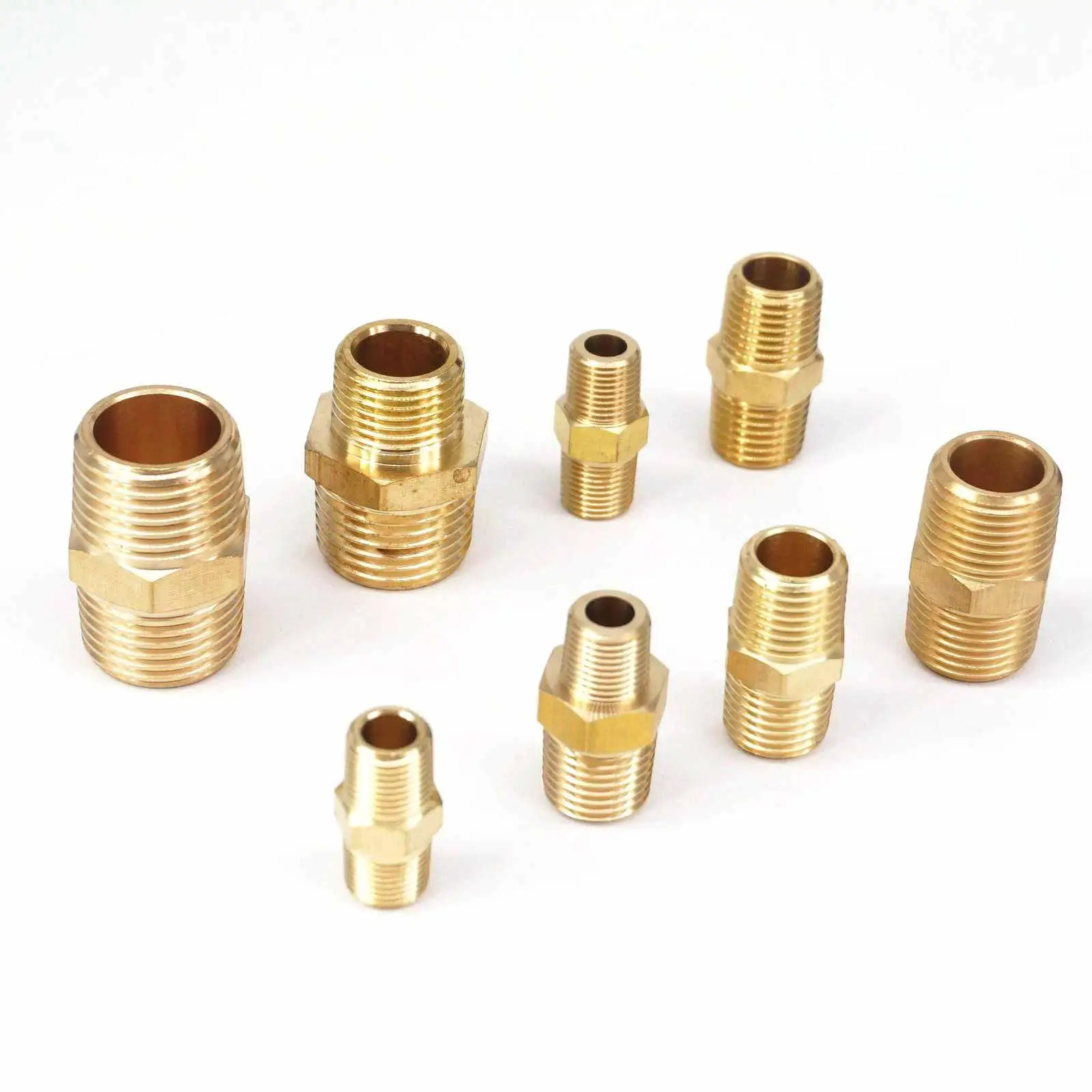 

1/8" 1/4" 3/8" 1/2" NPT Male Hex Nipple Reducer Reducing Brass Pipe Fitting Connector Adapter Max Pressure 229 PSI