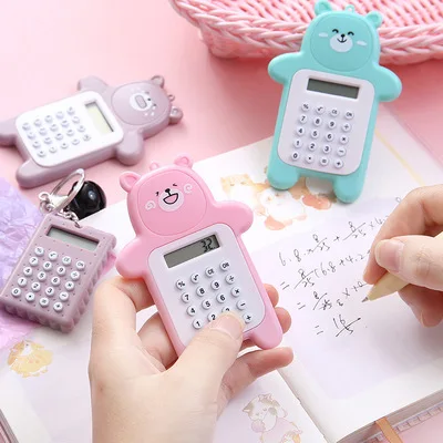 Imagem -05 - Mini Calculadora Portátil com Botão Ultra-fino Tamanho de Bolso Dígitos Display Calculadora Bonito Material Escolar para Criança 1pc