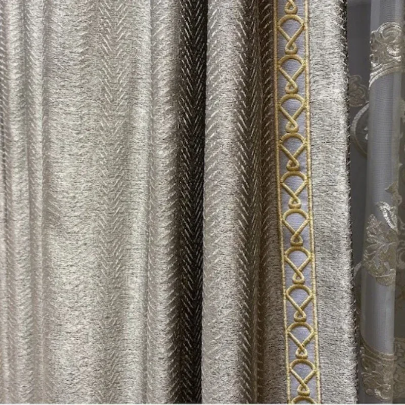 High Grade Designs Curtains for Living Dining Room Bedroom High-precision Dark Gray Minimalist Nordic Sofa Cushion Fabric luxury
