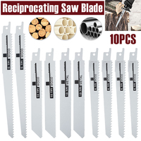 10Pcs Reciprocating Saw Blades Set Metal Wear Resistant Pruning Saw Blade Power Fast Cut Tools for Cutting Wood Plastic PVC Pipe
