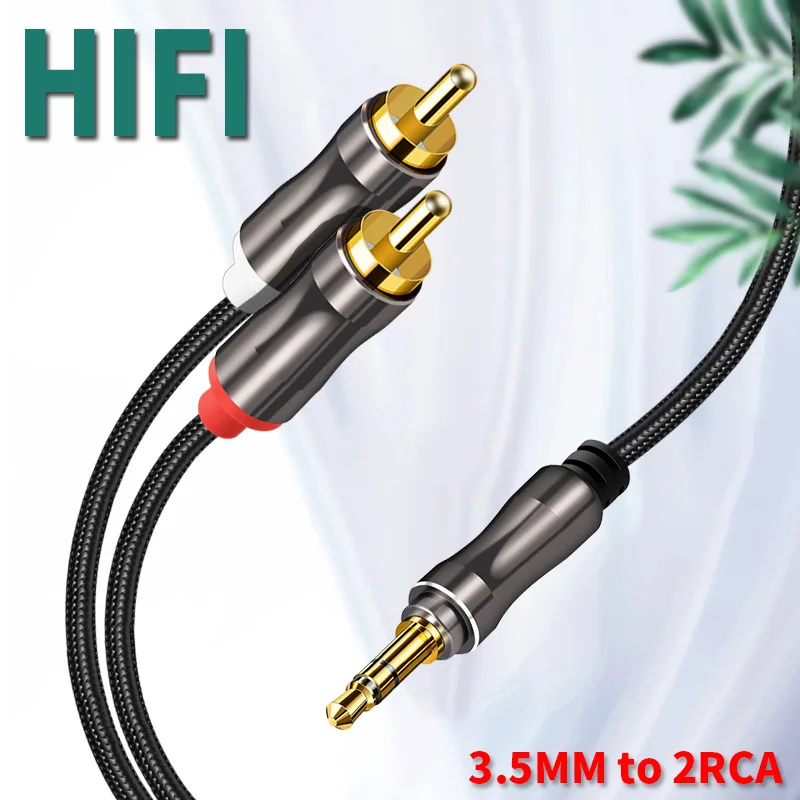 1 To 2 RCA Audio Cable Jack 3.5 mm to 2RCA Male L/R For Galaxy S10 S9 S8 S8 S6 S7 Note 8 9 A70 A50 Phone Connect audio amplifier