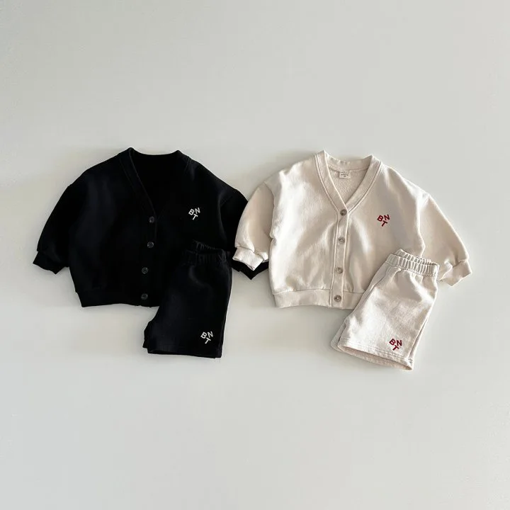 Conjunto de ropa de manga larga para bebé, cárdigan de algodón con letras y pantalones cortos, traje de 2 piezas, trajes informales para niño