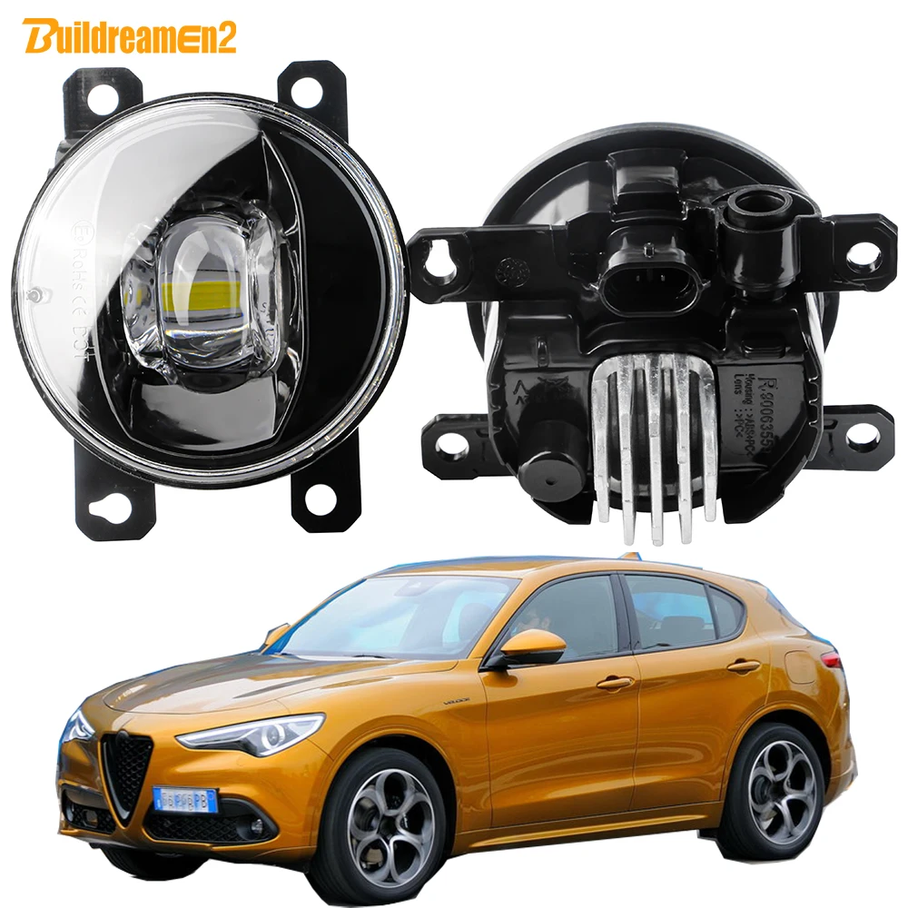 2 Pieces H11 LED Fog Light For Alfa Romeo Stelvio (949_) 2016-2023 30W Upgrade Car Front Bumper Lens Fog Lamp Accessories