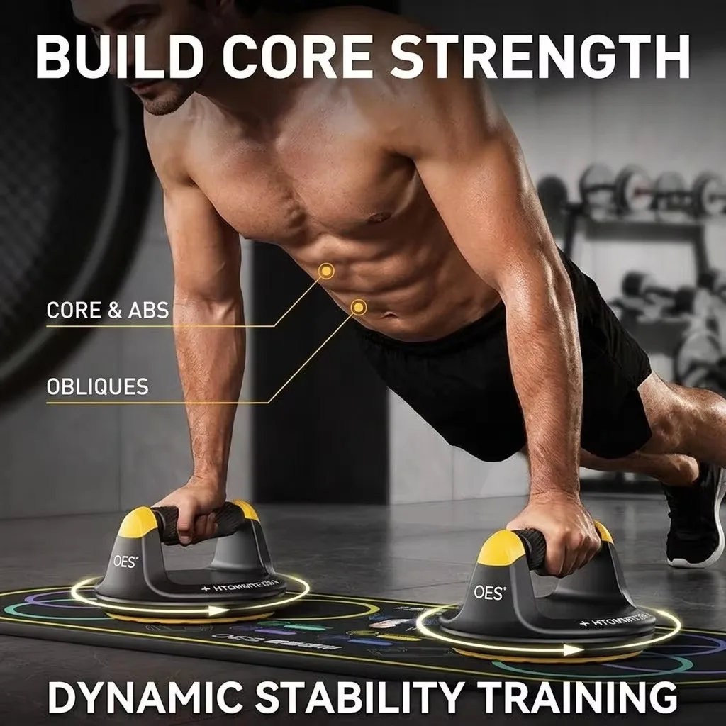 360° Rotating Portable Push-Up Training Board Multifunctional Plank Support Stand with Assistive Grips for Fitness Workout gallery 3