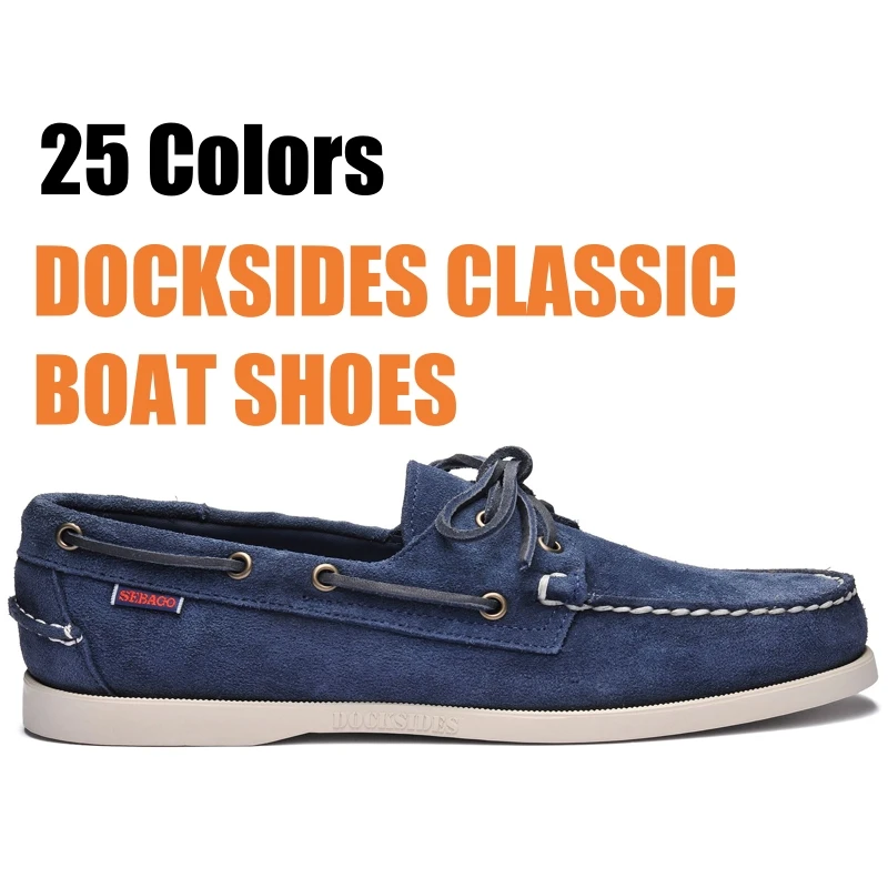 Sebago Men Homme Authentic Docksides Shoes - Premium Leather Moc Toe Lace Up Boat Shoes 2024X142