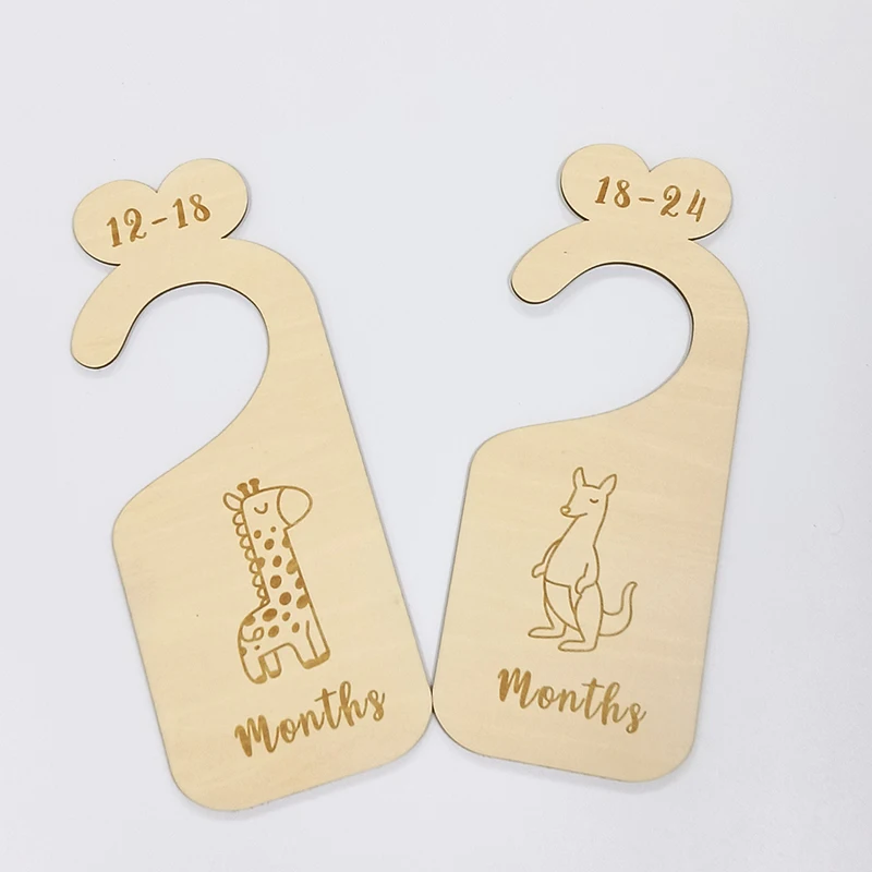 7 Pcs Baby Closet Size Dividers Wooden Baby Closet Organizers from Newborn Infant to 24 Months for Home Nursery Baby Clothes