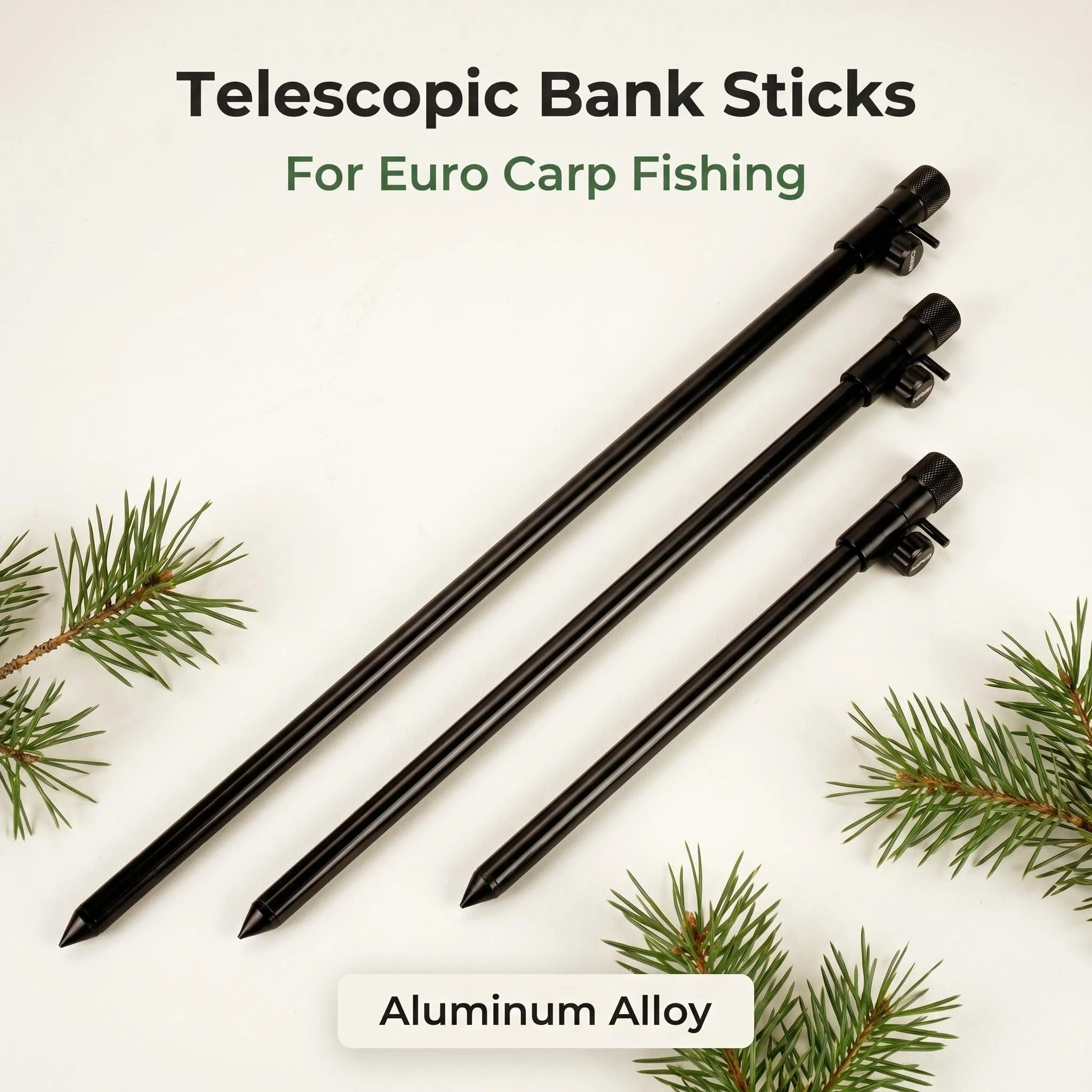 Hirisi Aluminium Banksticks 12mm Durchmesser Schwarz Karpfenangel-Rod-Pod-Halter Angelzubehör