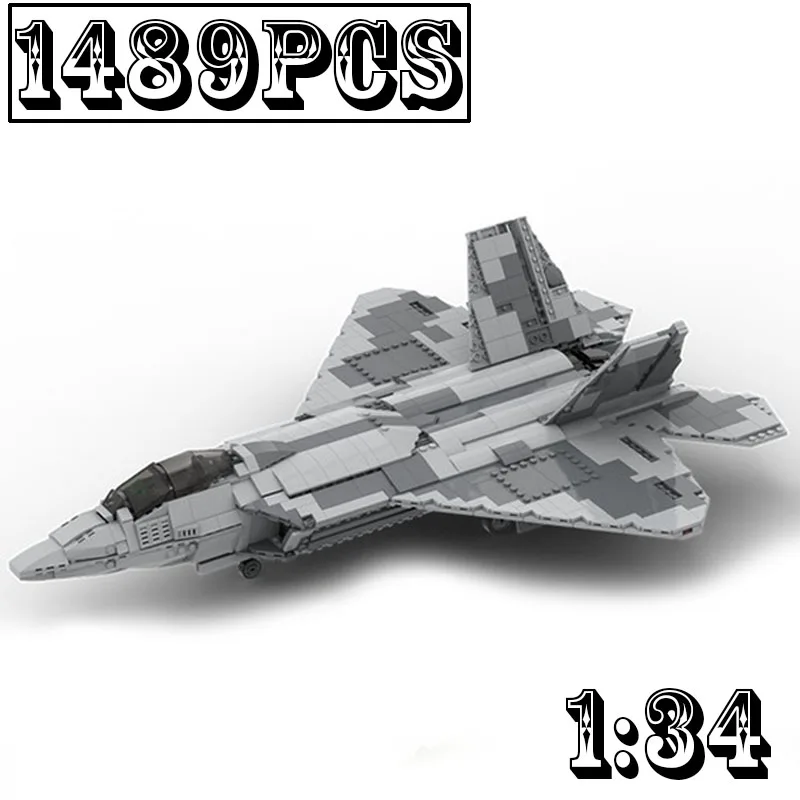 

NEW MOC F-22 RAPTOR Fighter 1:34 Minifig Scale Lockheed Martin (v2) Building Block Assembly Toys Model Boys Birthday Gifts