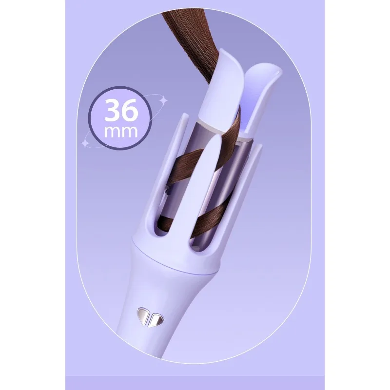 Fully Automatic Wet and Dry Dual-Use Purple Curling Iron 36mm Big Waves Electric Negative Ion Hair-Friendly Water Ripple Curler