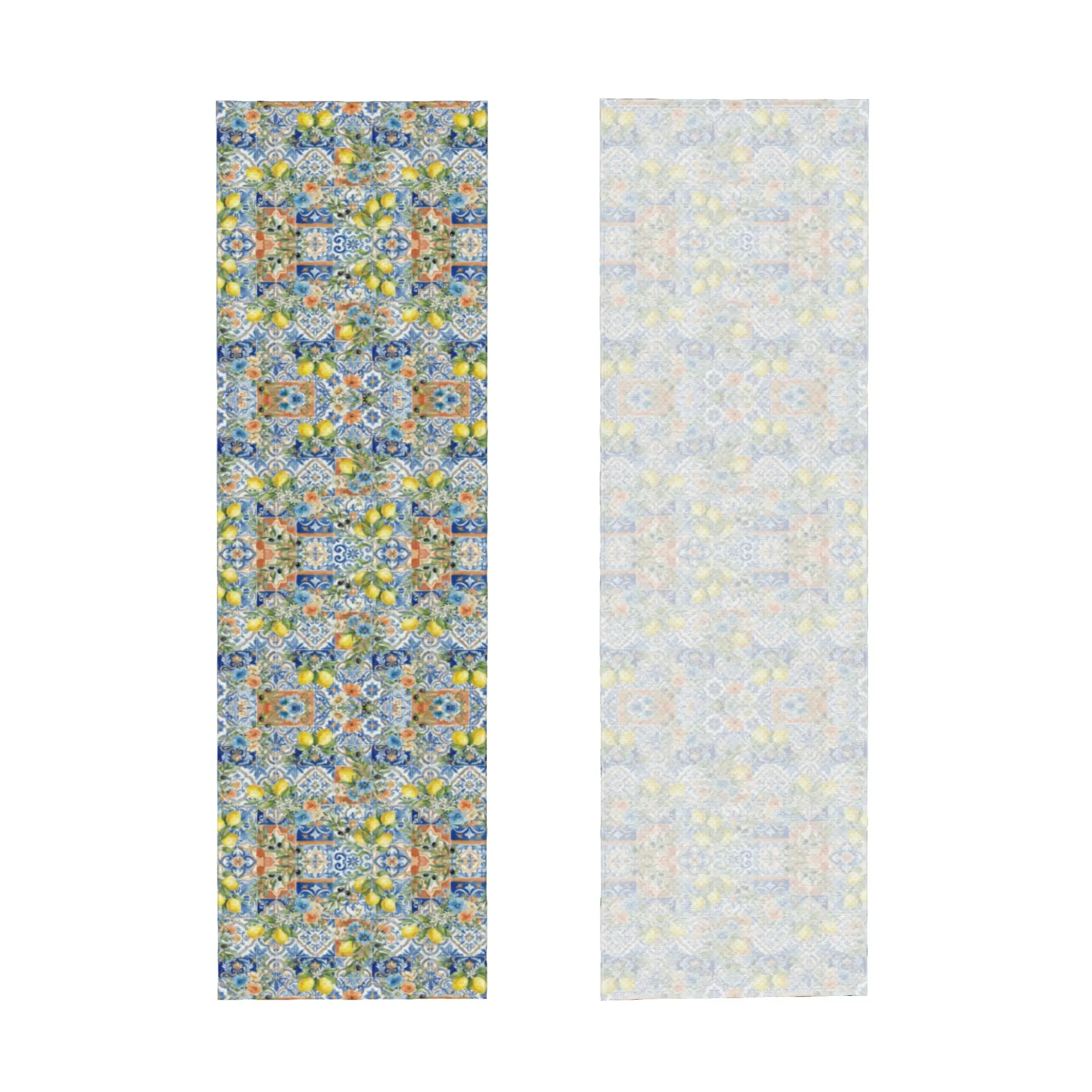 Mediterranean Lemon Sicilian Tile Blue Floral Citrus Watercolor Cold Exercise Towel Fitness Running Activities Travelling Towels