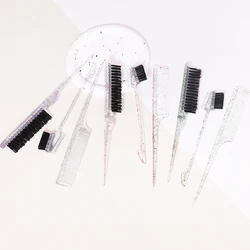 3 pieces/set imitation crystal glitter pointed tail hair comb set with double-sided edge hair brush Special for real hair wigs