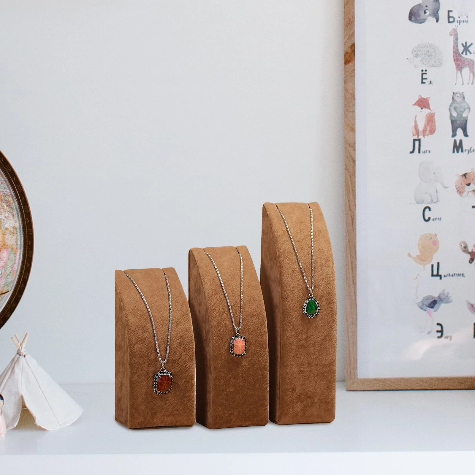

3Pcs Necklace Display Stand Jewelry Holder Storage Rack Desktop Pendant Showcase Organizer for Necklaces Chains Jewelry
