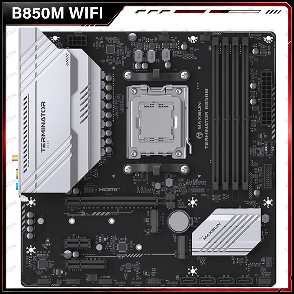 MAXSUN B850M Motherboard AM5, AMD B850 Chipset, Ryzen 7000 9000 CPU Supported, DDR5 8000+MHz OC, 2.5G Network and WiFi 6