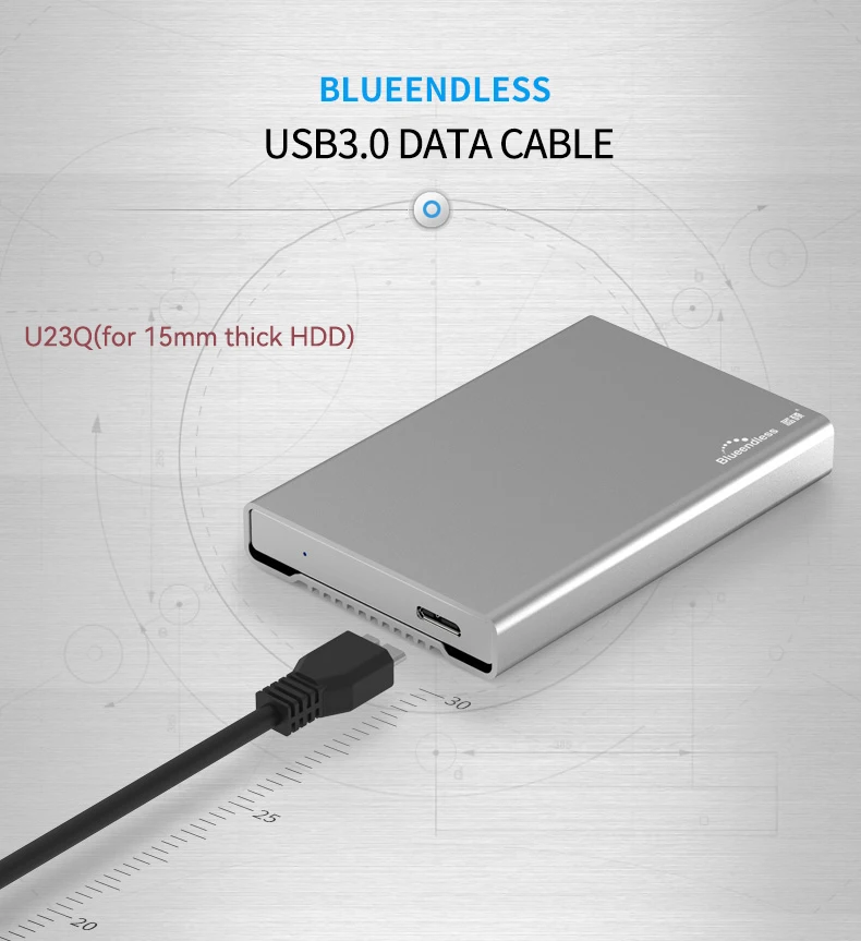 Blueendless Aluminum Case HDD Enclosure 2.5 inch External SATA