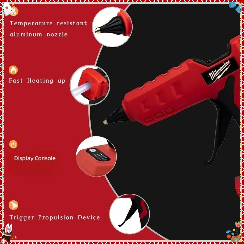 Elektrická tavná lepicí pistole Milwaukee pro kutily, tavná lepicí pistole pro dekoraci obalů pro bateriové elektrické nářadí Milwaukee - náhled 3