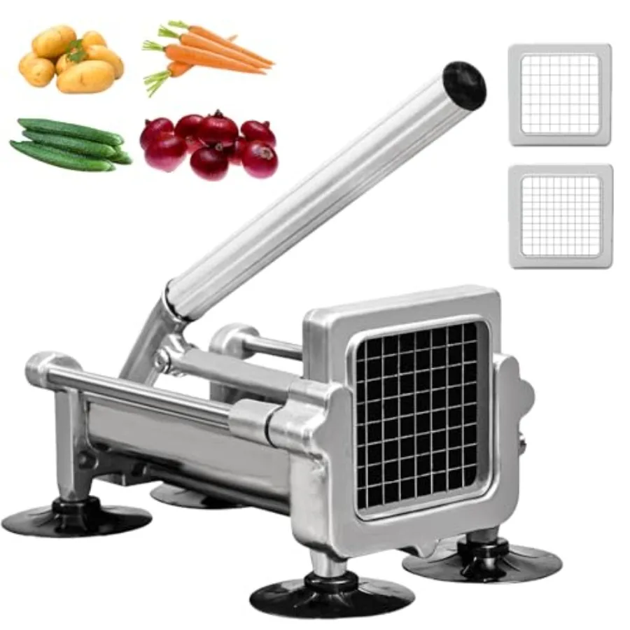 

Commercial French Fry Cutter Heavy Duty Potato Slicer with 3/8 and 1/4 Inch Blades Stainless Steel Potato Chopper for French Fr