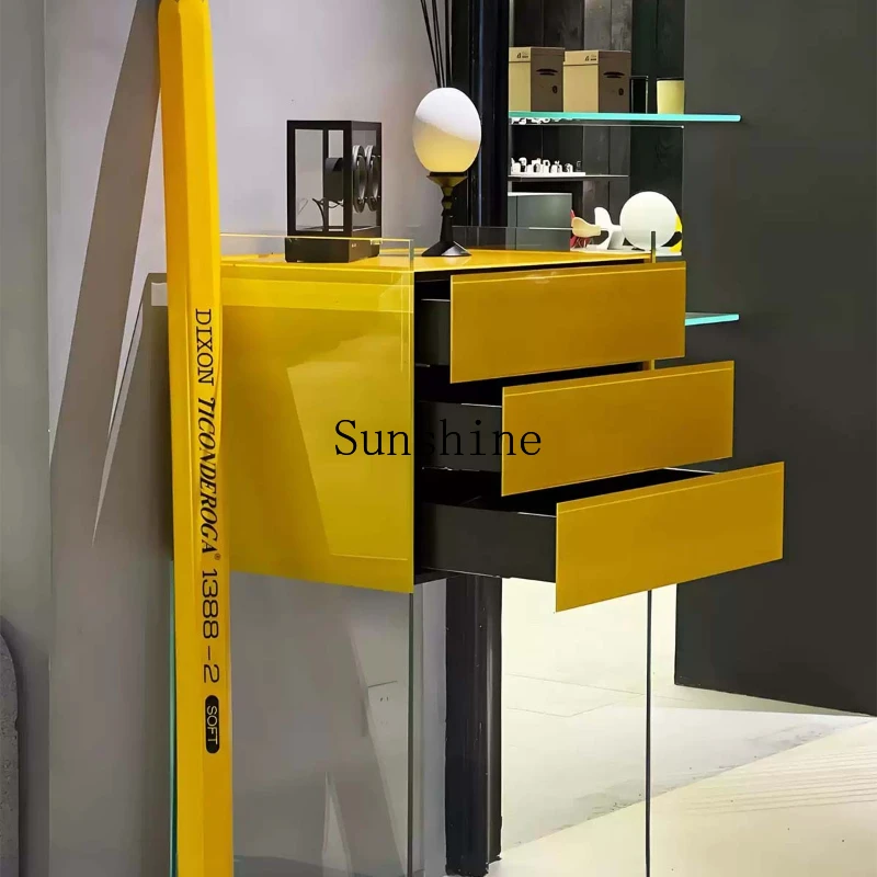 

Italian minimalist glass entrance cabinet, entrance door against the wall, living room side cabinet